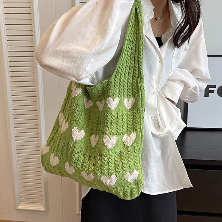 ニットバッグ ハート柄トートバッグ 大容量 | COCOMOMO | 詳細画像9 