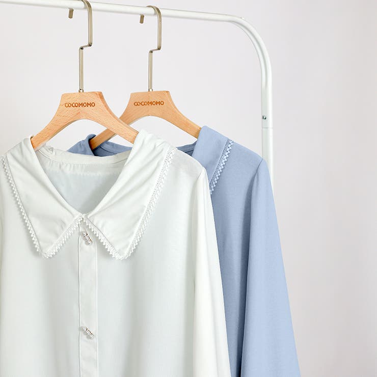 とろみシフォンブラウス パールボタン付き オフィスカジュアル | COCOMOMO | 詳細画像13 