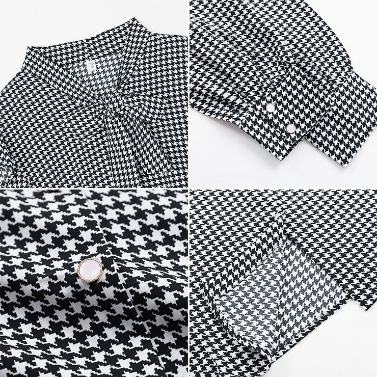 ボウタイリボンブラウス 千鳥格子 ショルダーフリル | COCOMOMO | 詳細画像9 