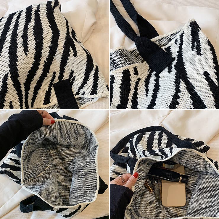 ニットバッグ ゼブラ柄 トートバッグ | COCOMOMO | 詳細画像16 