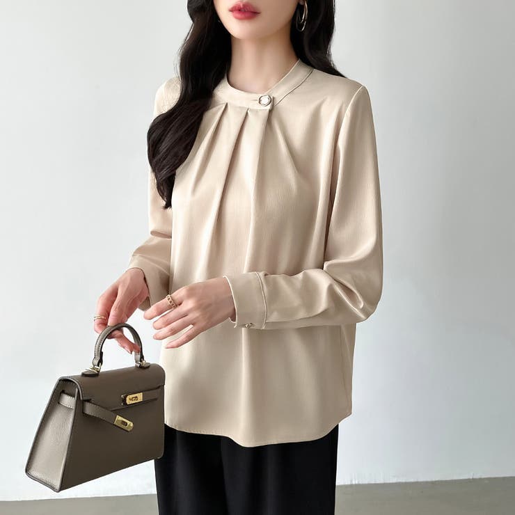 フロントタックブラウス スタンドカラー セレモニーブラウス | COCOMOMO | 詳細画像1 