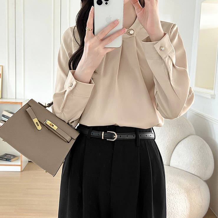 フロントタックブラウス スタンドカラー セレモニーブラウス | COCOMOMO | 詳細画像7 