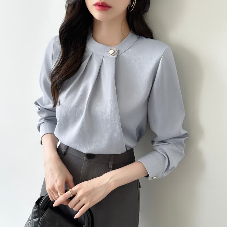 フロントタックブラウス スタンドカラー セレモニーブラウス | COCOMOMO | 詳細画像9 