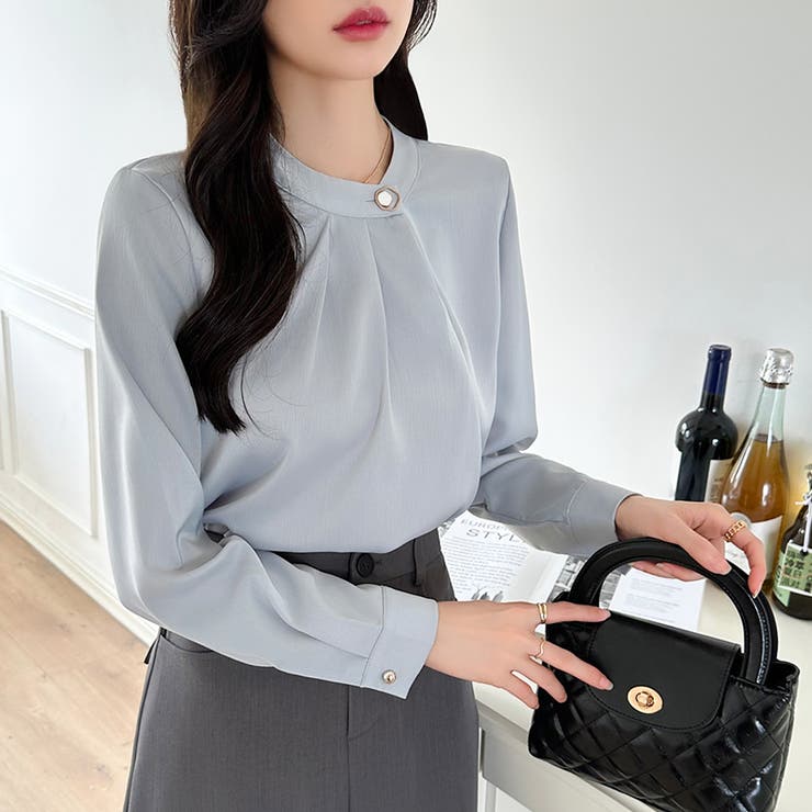 フロントタックブラウス スタンドカラー セレモニーブラウス | COCOMOMO | 詳細画像14 