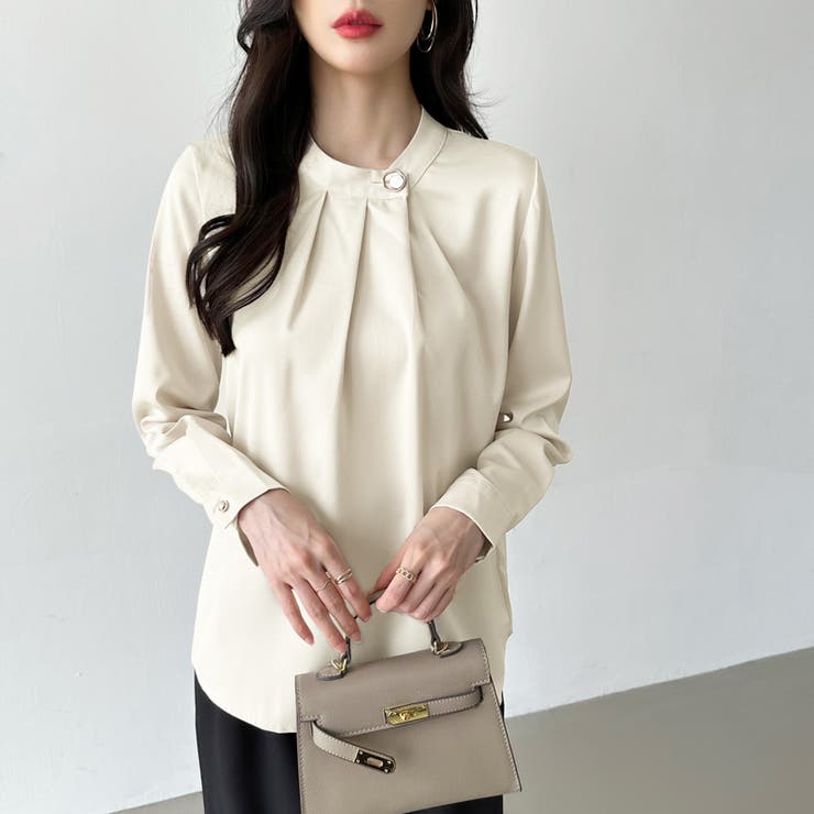 フロントタックブラウス スタンドカラー セレモニーブラウス | COCOMOMO | 詳細画像24 