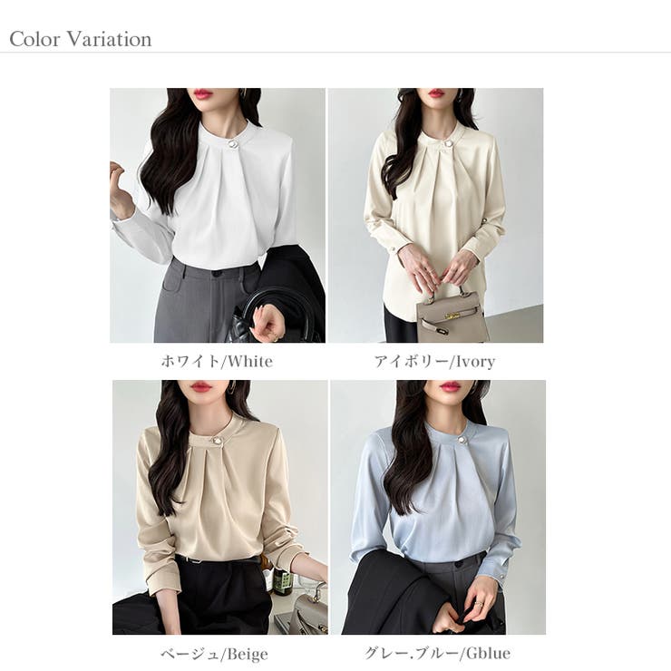 フロントタックブラウス スタンドカラー セレモニーブラウス | COCOMOMO | 詳細画像28 