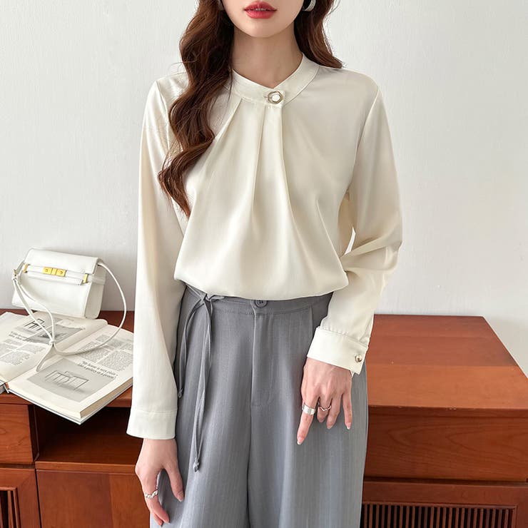 フロントタックブラウス スタンドカラー セレモニーブラウス | COCOMOMO | 詳細画像18 