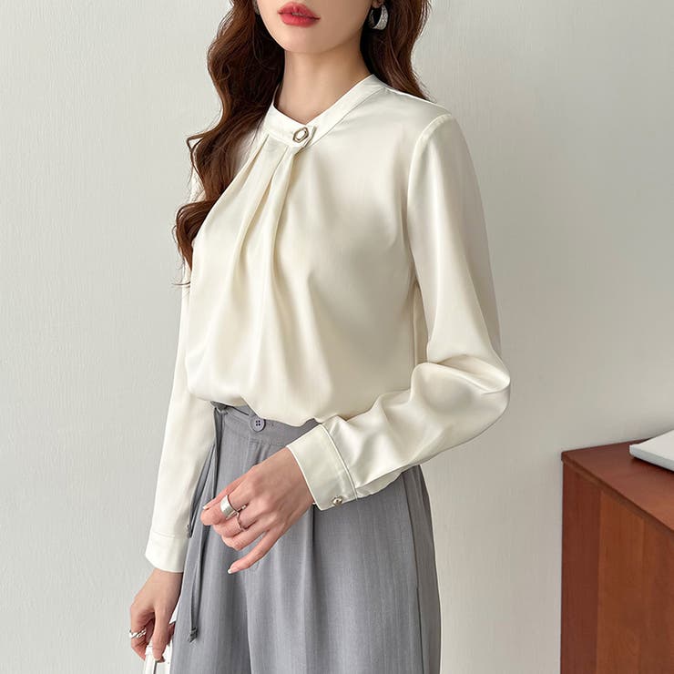 フロントタックブラウス スタンドカラー セレモニーブラウス | COCOMOMO | 詳細画像19 