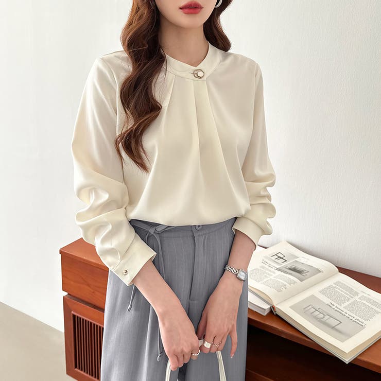 フロントタックブラウス スタンドカラー セレモニーブラウス | COCOMOMO | 詳細画像22 