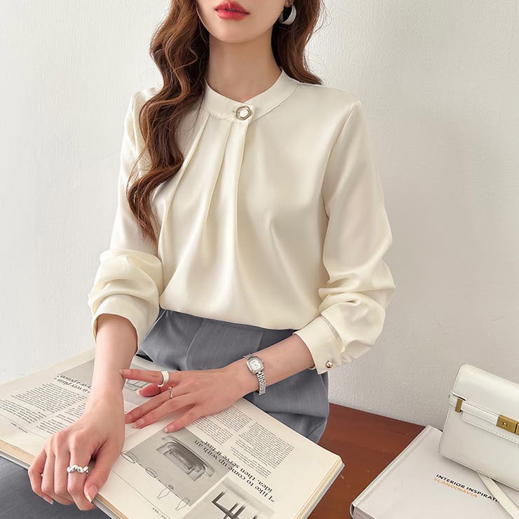 フロントタックブラウス スタンドカラー セレモニーブラウス | COCOMOMO | 詳細画像23 