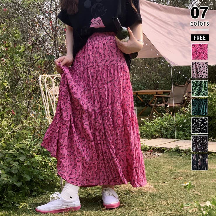 TYPE-E | ロングスカート ティアード ゆったりウエストゴム | COCOMOMO