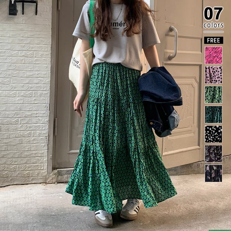 TYPE-A | ロングスカート ティアード ゆったりウエストゴム | COCOMOMO