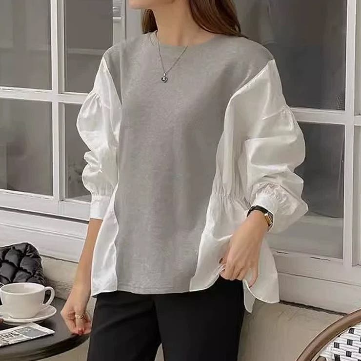 ドッキングシャツ プルオーバートップス パフスリーブ | COCOMOMO | 詳細画像12 