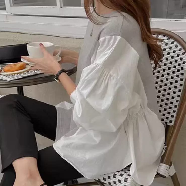 ドッキングシャツ プルオーバートップス パフスリーブ | COCOMOMO | 詳細画像13 