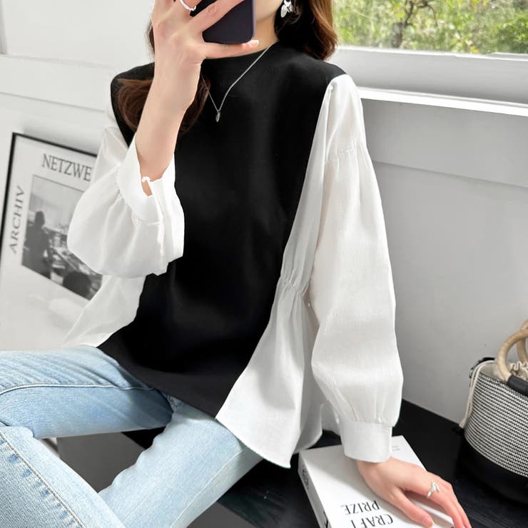 ドッキングシャツ プルオーバートップス パフスリーブ | COCOMOMO | 詳細画像5 