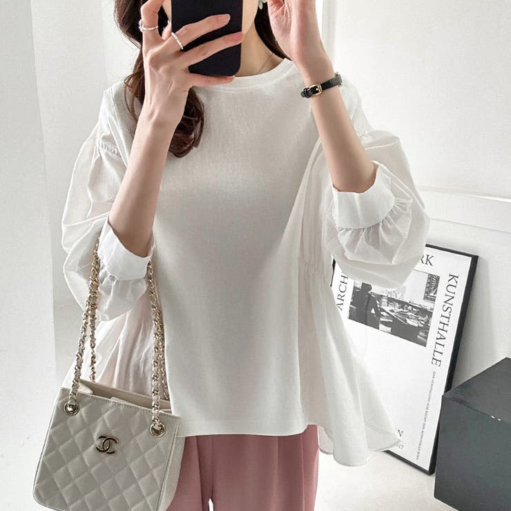 ドッキングシャツ プルオーバートップス パフスリーブ | COCOMOMO | 詳細画像8 