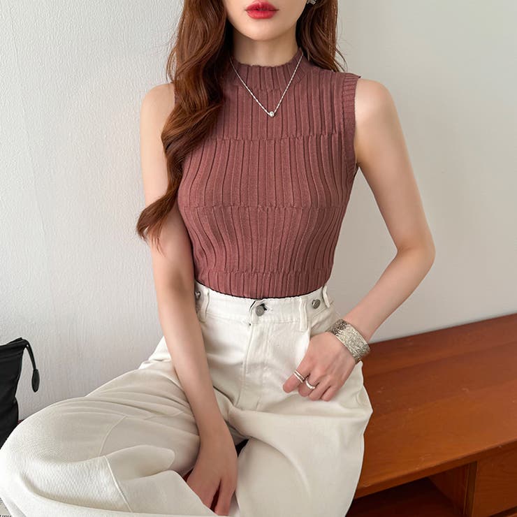 ノースリーブハイネック サマーニット タンクトップ | COCOMOMO | 詳細画像25 