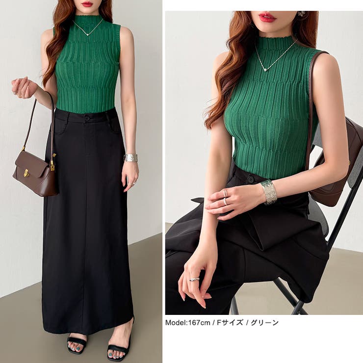 ノースリーブハイネック サマーニット タンクトップ | COCOMOMO | 詳細画像40 