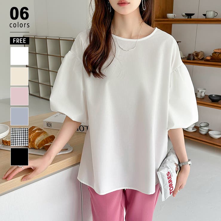 ホワイト | バルーンスリーブブラウス ブラウス オフィスカジュアル | COCOMOMO