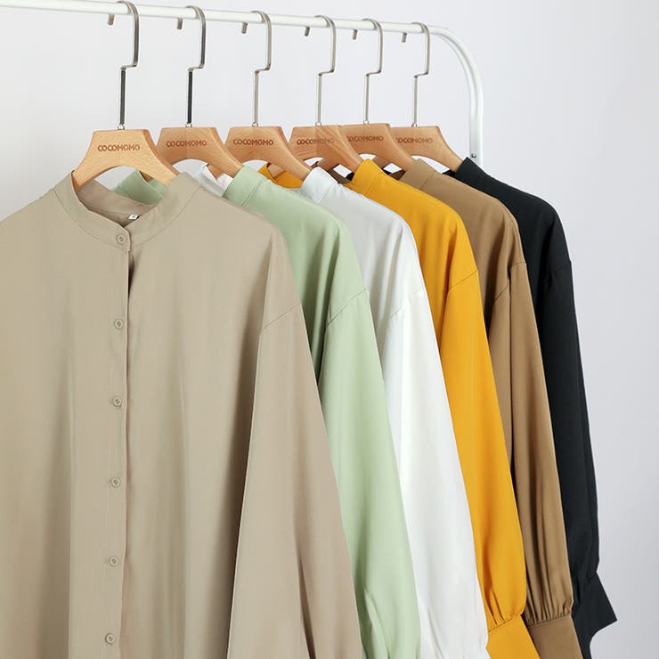シャツチュニック ロングシャツ バンドカラー | COCOMOMO | 詳細画像25 