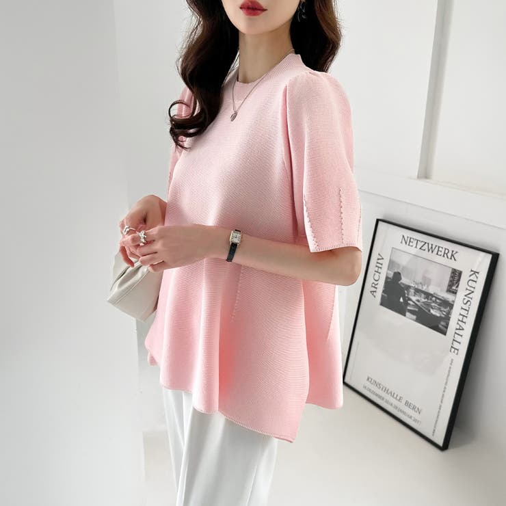 ペプラムトップス サマーニット オフィスカジュアル | COCOMOMO | 詳細画像13 