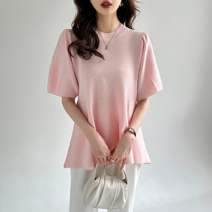 ペプラムトップス サマーニット オフィスカジュアル | COCOMOMO | 詳細画像14 