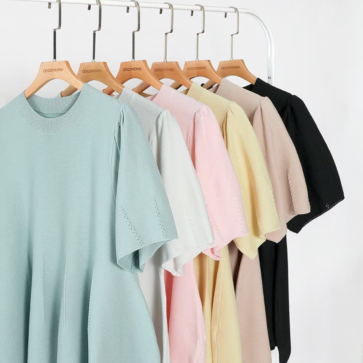 ペプラムトップス サマーニット オフィスカジュアル | COCOMOMO | 詳細画像26 