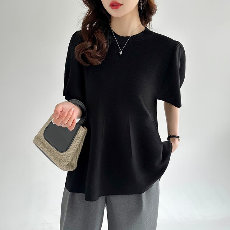 ペプラムトップス サマーニット オフィスカジュアル | COCOMOMO | 詳細画像8 