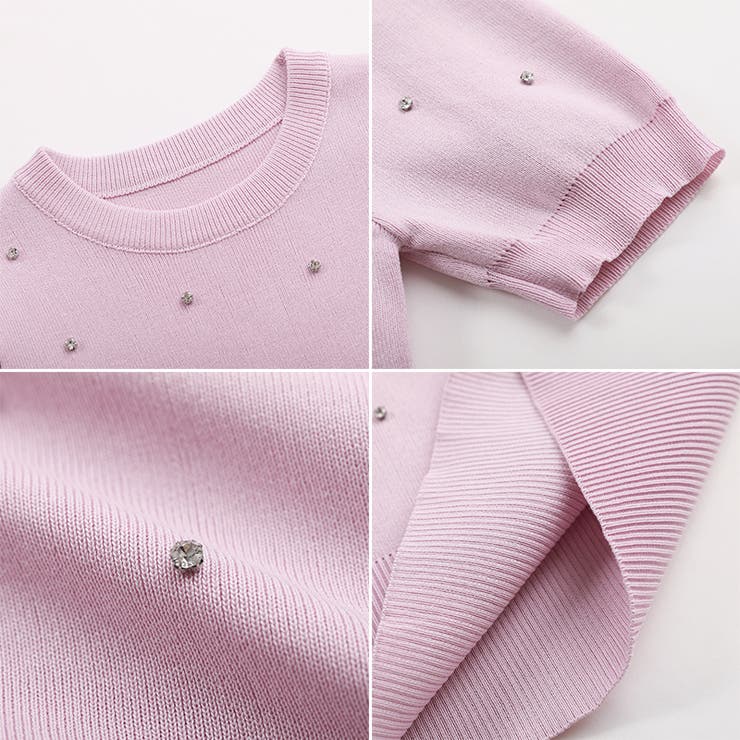 キラキラビジューニット サマーニット パフスリーブ | COCOMOMO | 詳細画像17 