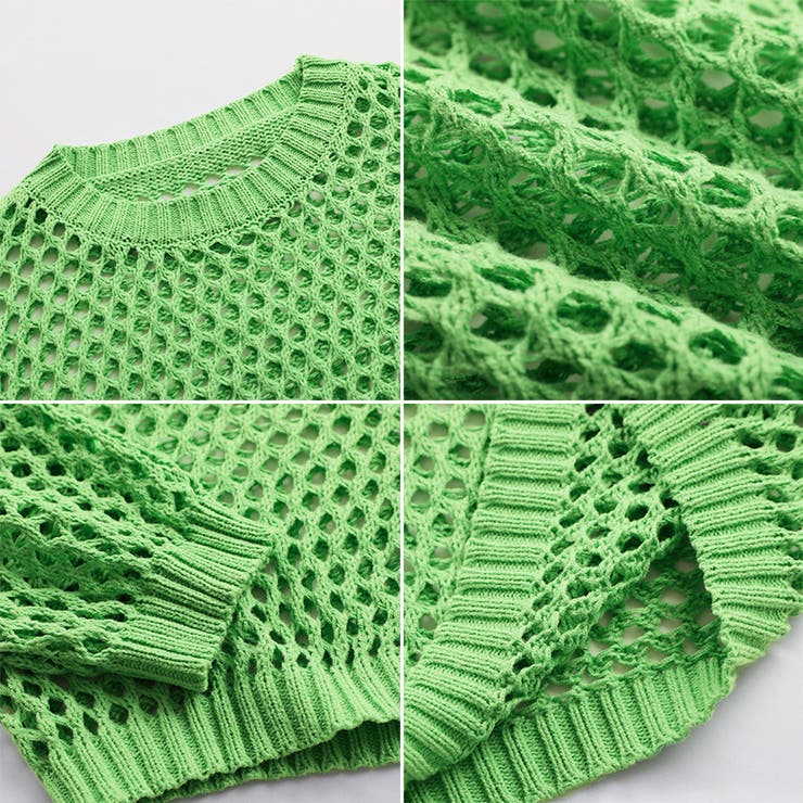 メッシュニット 透かし編みトップス ショート丈 | COCOMOMO | 詳細画像18 