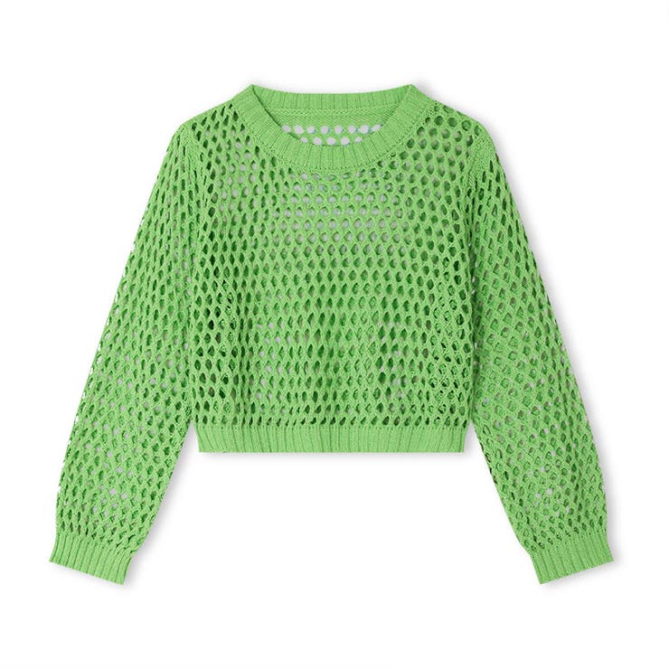 メッシュニット 透かし編みトップス ショート丈 | COCOMOMO | 詳細画像21 