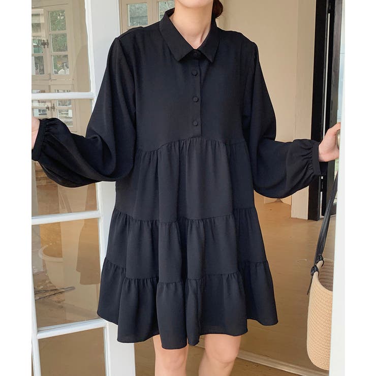 ティアードワンピース ティアードチュニック シャツワンピース[品番