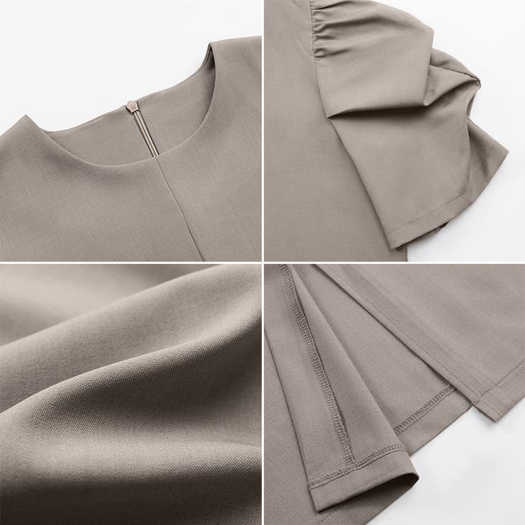 パフスリーブワンピース きれいめワンピース フロントスリット | COCOMOMO | 詳細画像28 