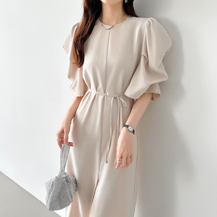 パフスリーブワンピース きれいめワンピース フロントスリット | COCOMOMO | 詳細画像17 