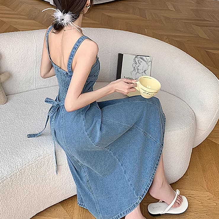 デニムワンピース ジャンパースカート キャミワンピース[品番 デニムワンピース ジャンパースカート キャミワンピース[品番
