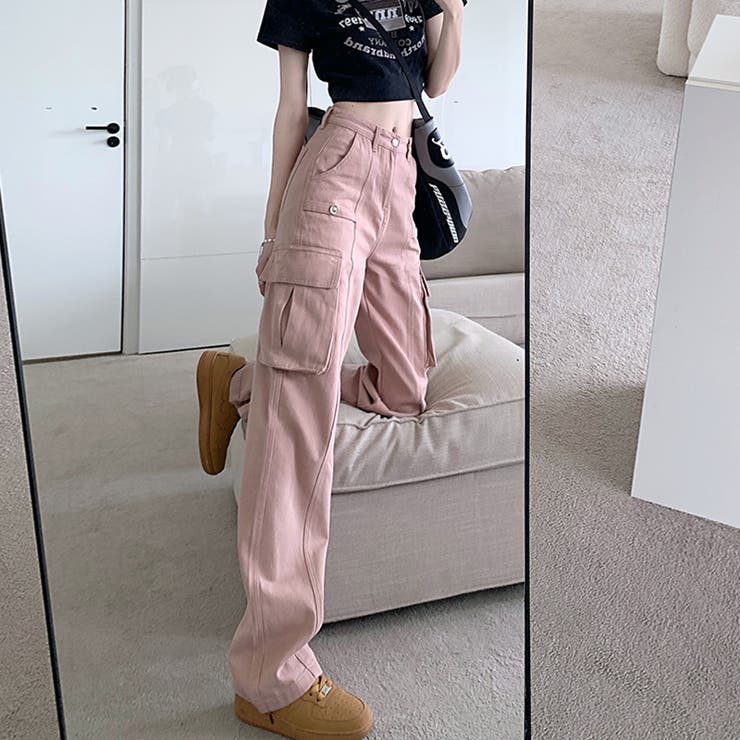 デニムカーゴパンツ カーゴパンツ ワイドパンツ[品番