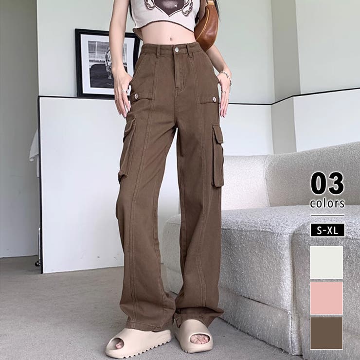 デニムカーゴパンツ カーゴパンツ ワイドパンツ[品番