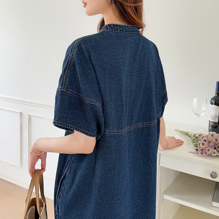 デニムワンピース デニムシャツワンピース 韓国ファッション | COCOMOMO | 詳細画像5 