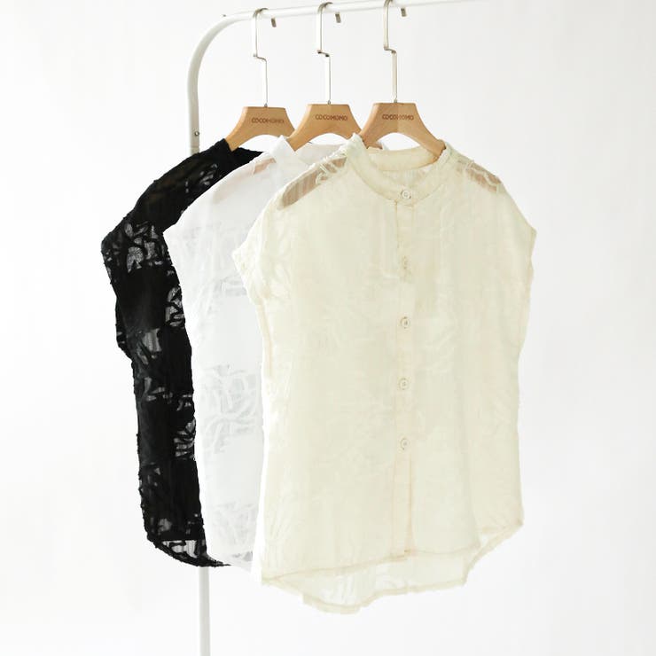 シアーブラウス シアージャガードシャツ 刺繍レース | COCOMOMO | 詳細画像18 