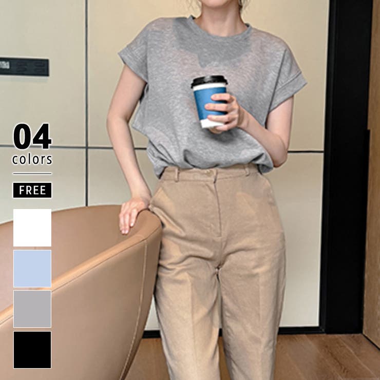 グレー | フレンチスリーブTシャツ 脇見え防止 カットソー | COCOMOMO
