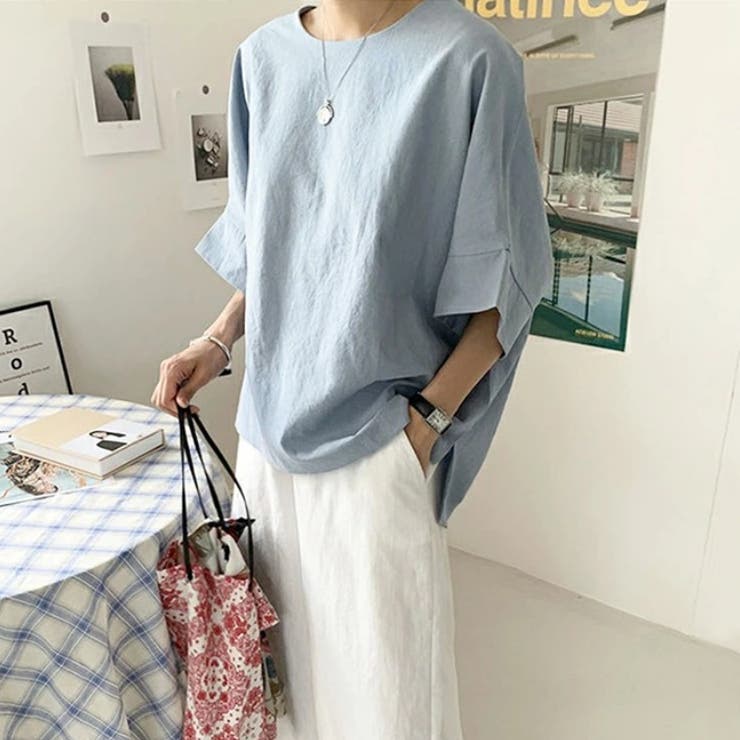 コットンリネンブラウス 涼感ブラウス 体型カバー | COCOMOMO | 詳細画像14 