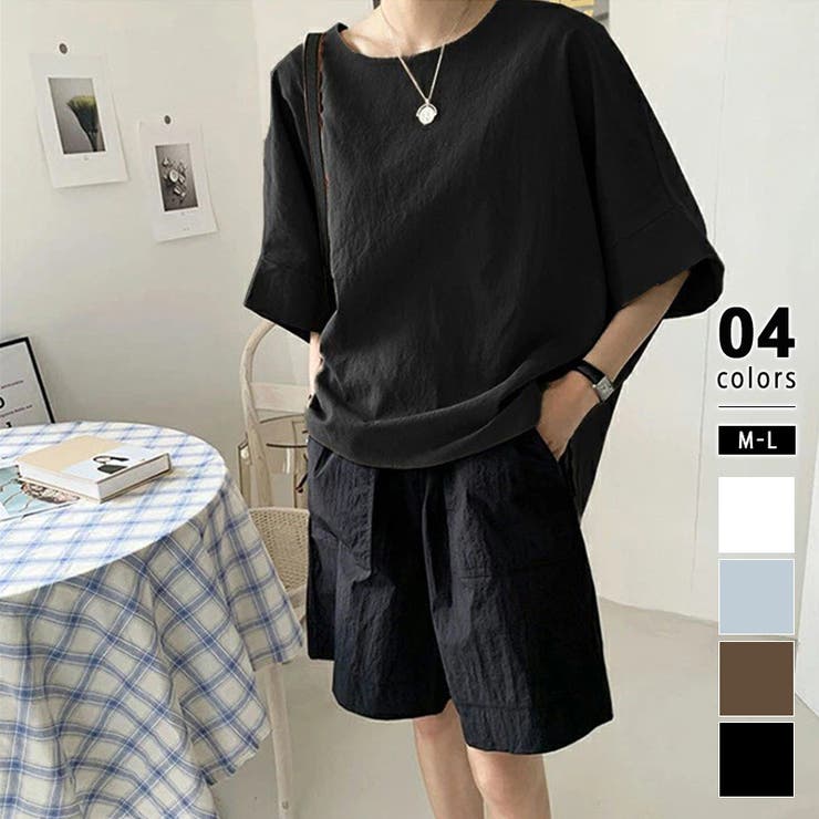ブラック | コットンリネンブラウス 涼感ブラウス 体型カバー | COCOMOMO