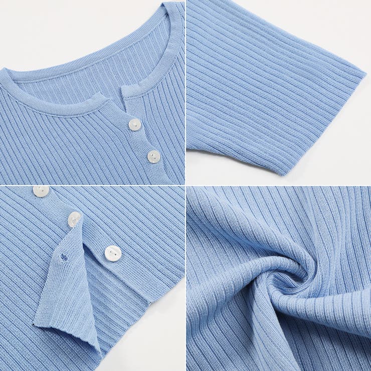 リブニット サマーニット 半袖ニットカーディガン | COCOMOMO | 詳細画像24 