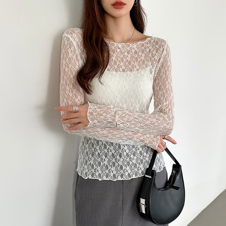 シアートップス 総レース チュールトップス[品番:COCW0005958 シアートップス 総レース チュールトップス[品番:COCW0005958