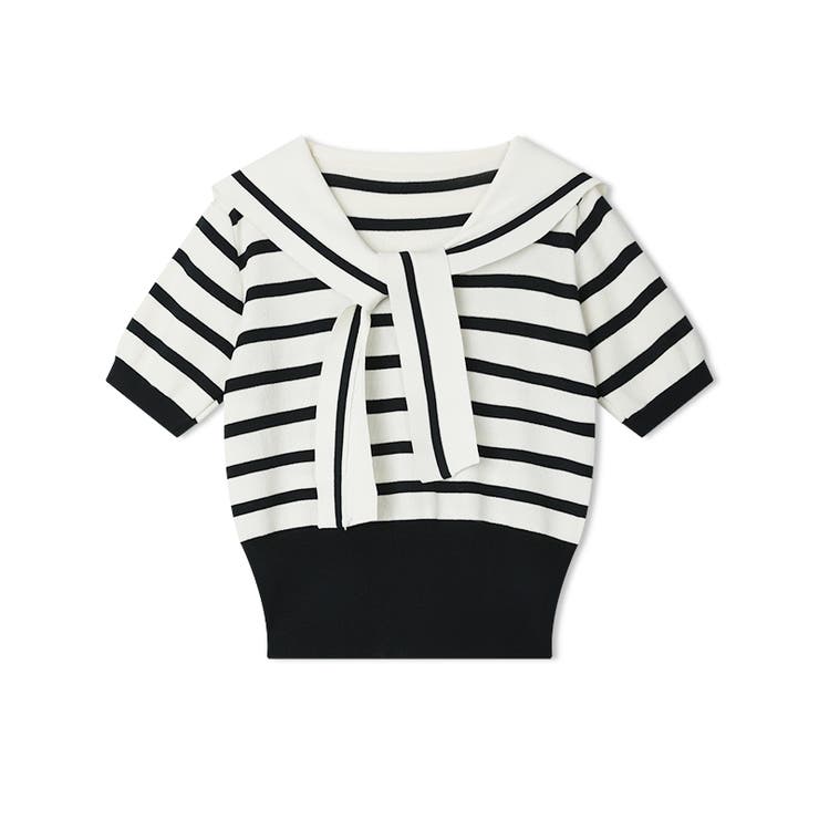 セーラーカラーボーダーニット サマーニット 韓国ファッション | COCOMOMO | 詳細画像13