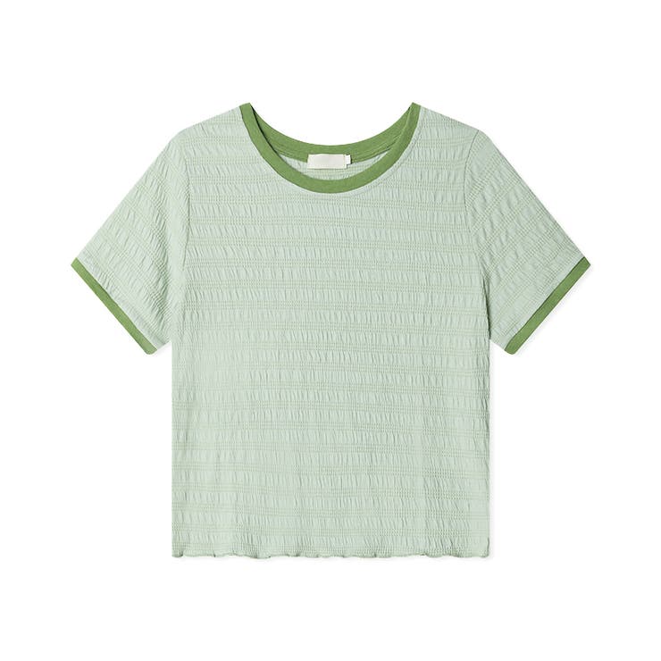 ぽこぽこリンガーTシャツ 配色Tシャツ 韓国ファッション[品番