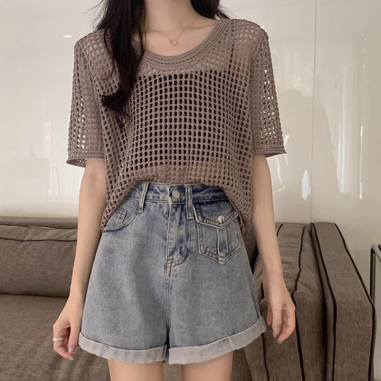 メッシュニット 透かし編み 韓国ファッション | COCOMOMO | 詳細画像10 