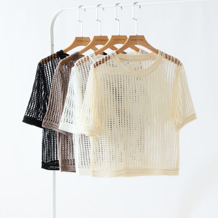 メッシュニット 透かし編み 韓国ファッション | COCOMOMO | 詳細画像19 