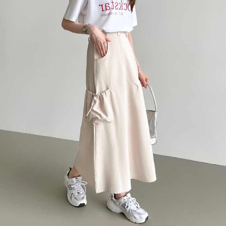 カーゴスカート ロングスカート ドロストポケット付き | COCOMOMO | 詳細画像10 