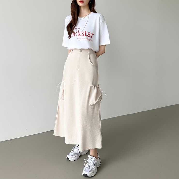 カーゴスカート ロングスカート ドロストポケット付き | COCOMOMO | 詳細画像11 